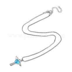Cubic Zirconia Fairy with Heart Pendant Necklace with Box Chains&nbsp;NJEW-C004-01A