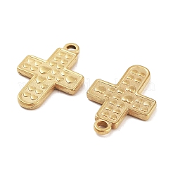 304ステンレスペンダント  ハートチャーム付きクロス  ゴールドカラー  30.5x20.5x3mm  穴：2.5mm&nbsp;STAS-P364-14G