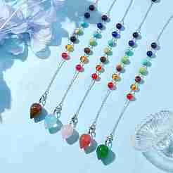 Chakra Synthetic & Natural Mixed Gemstone Pointed Dowsing Pendulums&nbsp;PALLOY-JF02608-01