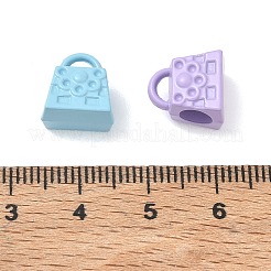 スプレー塗装合金欧州のビーズ  大穴ビーズ  ハンドバッグ  ミックスカラー  11x11x8mm  穴：5mm&nbsp;AL-CBA5B8E-02