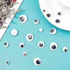黒＆白のプラスチックウィグル動眼ボタンDIYのスクラップブック作り工芸品のおもちゃのアクセサリー  ミックスカラー  320pc&nbsp;KY-PH0001-12