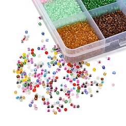 19200個24色12/0ガラスシードビーズ  トランスペアレント  ラウンド  ミックスカラー  2mm  穴：1mm  約800PCS /カラー&nbsp;SEED-YW0001-87A