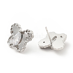 Clear Cubic Zirconia Butterfly Stud Earrings&nbsp;EJEW-G297-35A-P