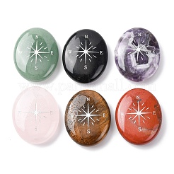 Oval Natural Mixed Gemstone Compass Display Decorations&nbsp;G-G301-02