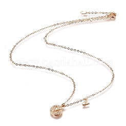 Brass Micro Pave Clear Cubic Zirconia Double Letter Pendant Necklaces&nbsp;NJEW-Z010-22
