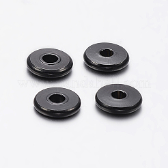 イオンプレーティング（IP）304ステンレススチールスペーサービーズ  ドーナツ  ブラック  6x1.5~1.6mm  穴：2mm&nbsp;X-STAS-F136-02B