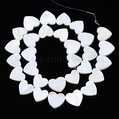 天然淡水シェルビーズ連売り  ハート  乳白色  12~13x12~14x3mm  穴：0.8mm  約30個/連  14.96インチ〜15.35インチ（38cm）&nbsp;SHEL-N027-21