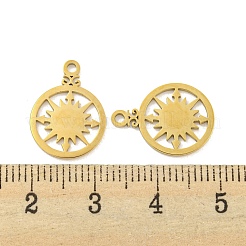 304ステンレスペンダント  レーザー切断  スターチャーム付きフラットラウンド  14KGP本金メッキ  16.5x12x1mm  穴：1.5mm&nbsp;STAS-P356-05G