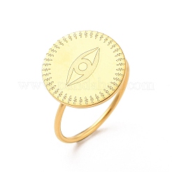 女性用304ステンレススチール指輪  フラットラウンド  アイ模様  1mm  内径：usサイズ6（16.5mm）  フラットラウンド：15mm&nbsp;STAS-K248-01C