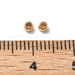 304ステンレススチールスペーサービーズ300個  ロンデル  ゴールドカラー  2.5x1.5mm  穴：0.8mm&nbsp;STAS-UN0054-14