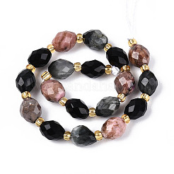 Natural Rhodonite & Eagle Eye & Obsidian Beads Strands&nbsp;G-N358-04A-03