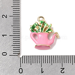 合金エナメルチャーム  花のチャーム  ゴールドカラー  ショッキングピンク  17x14x3mm  穴：1.4mm&nbsp;PALLOY-T094-01B
