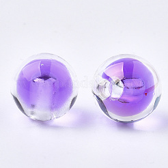 透明なアクリルビーズ  UVメッキ＆レインボー  二層ビーズ  片穴ビーズ  ラウンド  暗紫色  15.5x15mm  半分穴：3.5mm&nbsp;TACR-S148-11F