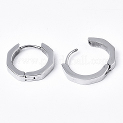 変色しにくい304ステンレススチール製フープピアス  リング  ステンレス鋼色  16x17x3mm  ピン：1mm&nbsp;EJEW-N016-003