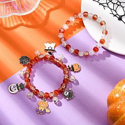 2Pcs Spray Painted Crackle Glass Round Beads Stretch Bracelets&nbsp;BJEW-JB12484-03
