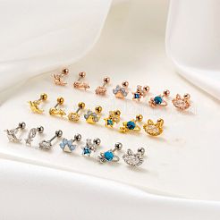 316lステンレススチールキュービックジルコニア軟骨イヤリング（女性用）  ゴールドカラー  3＃  6mm  ピン：0.8mm&nbsp;WGF6ABA-02