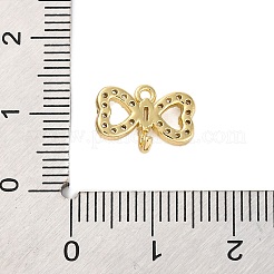 真鍮製クリアキュービックジルコニアコネクタチャーム/リンク  14KGP本金メッキ  蝶結び  9x12.5x3.5mm  穴：1.2mm&nbsp;FIND-L019-07G-01