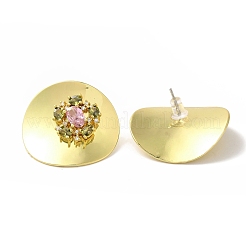 Rack Plating Brass Micro Pave Clear Cubic Zirconia Stud Earrings&nbsp;EJEW-B062-08A-GP