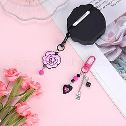 合金エナメルモバイルストラップ4本  アクリルビーズで  2 個の tpu 携帯電話ストラップパッチと 2 個のナイロンコードモバイル作成コードループ付き  ミックスカラー  55.5~85mm  4スタイル  1個/スタイル  4pc&nbsp;DIY-SZ0009-98