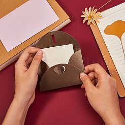 レトロカラーパールブランクミニペーパー封筒  結婚式の招待状の封筒  DIYギフト用封筒  ハートクロージャー封筒  長方形  コーヒー  7.2x10.5cm&nbsp;DIY-SZ0001-72B