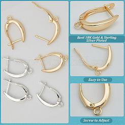 12Pcs 2 Colors Brass Hoop Earring Findings with Latch Back Closure&nbsp;KK-BBC0022-92