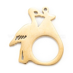 イオンプレーティング（IP）304ステンレスペンダント  レーザー切断  鳥  ゴールドカラー  30x26.5x1.4mm  穴：1.6mm&nbsp;STAS-P280-18G
