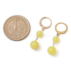 304 Stainless Steel with Natural Lemon Jade Dangle Leverback Earrings&nbsp;EJEW-JE06027