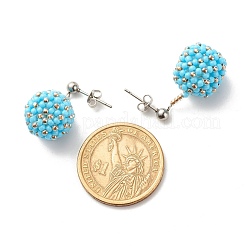 東方和種ビーズ ダングル スタッド ピアス  真鍮のピアスキャッチ  空色  28mm  ピン：0.8mm&nbsp;EJEW-JE04762-02