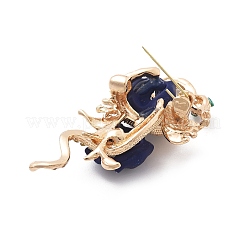 バラの合金ラインストーンブローチ付き蛇  プラスチック付き  ミッドナイトブルー  53.5x28mm&nbsp;LS-JEWB-E041-05KCG-02