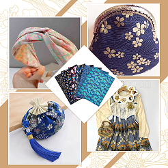 花柄の長方形の綿生地  服装アクセサリー  ミックスカラー  502x405x0.3mm  6個/セット&nbsp;DIY-WH0671-036