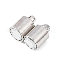 ループ付き真鍮製マグネットクラスプ  ニッケルフリー  コラム  プラチナ  16x6mm  穴：1.5mm&nbsp;MC027-NF