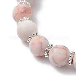 Frosted Natural & Synthetic Mixed Gemstone Round Beaded Stretch Bracelets for Women Men&nbsp;BJEW-JB12471-03