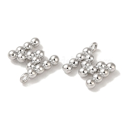 真鍮チャーム  カドミウムフリー＆ニッケルフリー＆鉛フリー  文字チャーム  プラチナ  12x10x2mm  穴：1mm&nbsp;KK-S368-16P-M