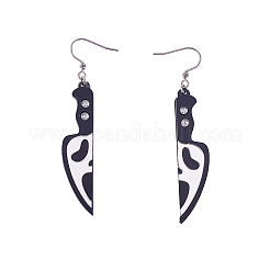ハロウィーンのアクリルの大きなペンダント  ナイフの形  ブラック  51.5x12x4mm  穴：1.6mm  20個/セット&nbsp;MACR-CJ0001-18