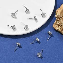 シェグレース 真鍮製マイクロパヴェ キュービックジルコニア スタッドピアス  花  鉛フリー＆カドミウムフリー＆ニッケルフリー  プラチナメッキ  8.5mm&nbsp;XGRQ4N865-721P