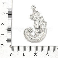 304ステンレススチールラインストーンペンダント  フェザーチャーム  ステンレス鋼色  33.5x22x2.5mm  穴：1.3mm&nbsp;STAS-L308-08P