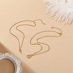 2Pcs 2 Style Brass Padlock & Key Pendant Necklace Set&nbsp;NJEW-JN04060