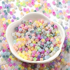 ガラスシードビーズ  模造キャットアイ  ロンデル  カラフル  4x3.3mm  穴：1.4mm  約600個/50g&nbsp;X-SEED-M011-02A-18
