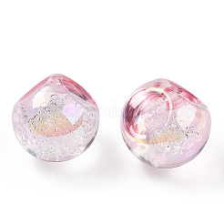 UVメッキレインボー虹色アクリルビーズ  丸い泡の鈴丸ビーズ  トップ掘削  ミスティローズ  16x16x16mm  穴：3mm&nbsp;X-OACR-G012-04D