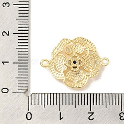 真鍮パヴェガラスコネクターチャーム  花のリンク  カドミウムフリー＆ニッケルフリー＆鉛フリー  18KGP本金メッキ  ミディアムブルー  17x22.5x3mm  穴：1.4mm&nbsp;KK-Z073-32G-05
