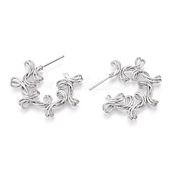 女性のための真鍮のイヤリング  プラチナメッキ  30x10mm&nbsp;EJEW-P268-01P