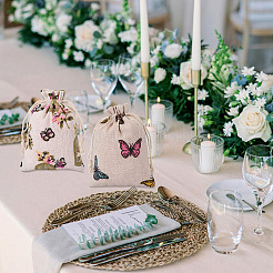 15Pcs 3 Styles Butterfly Printed Polycotton(Polyester Cotton) Packing Pouches Drawstring Bags&nbsp;ABAG-TA0002-14