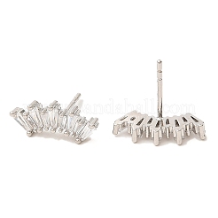 Crown Brass Micro Pave Cubic Zirconia Stud Earrings&nbsp;EJEW-L270-21P