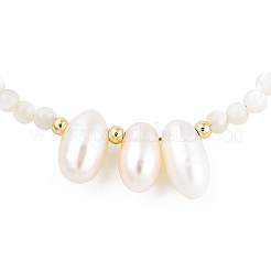 女性用ナチュラルホワイトシェル＆パールビーズブレスレット  乳白色  6-3/4インチ（17.2cm）&nbsp;BJEW-T021-01G