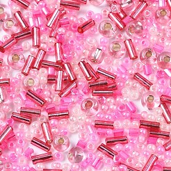 Fgbガラスシードビーズ  混合スタイル  混合図形  ショッキングピンク  1~7x2~4mm  穴：0.7~1mm  約450g /ポンド&nbsp;SEED-S056-004