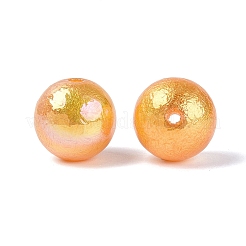 UVメッキ不透明アクリルビーズ  虹色の  テクスチャラウンド  ダークオレンジ  15.5mm  穴：2mm&nbsp;SACR-Q005-01D