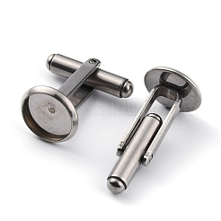 304ステンレススチール製カフスボタン  アパレルアクセサリのカフスボタンパーツ  ステンレス鋼色  トレイ：12mm  19x19x14mm&nbsp;STAS-L262-39D-P