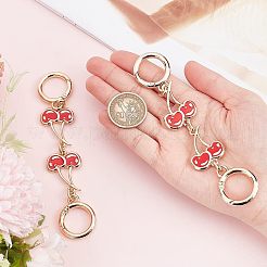 巾着チェーン用合金エナメル チェリー リンク チェーン  財布ストラップエクステンダー  スプリングリングクラスプ付き  かばん 財布 作り アクセサリー  レッド  13.5x2.6x0.3cm&nbsp;PURS-WH0001-41