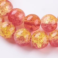 ツートンクラックガラスビーズ連売り  ラウンド  レッド  8~8.5mm  穴：1mm  約50~52個/連  14.9インチ〜15.7インチ（38~40cm）&nbsp;LS-CCG-I001-09