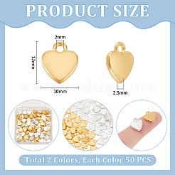 100個2色チベット風合金チャーム  ハートチャーム  ミックスカラー  12x10x2.5mm  穴：2mm  50個/カラー&nbsp;FIND-UN0015-54